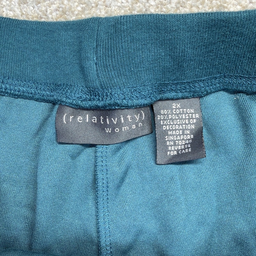 Relativity Velour Lounge Jogger Pants Womens 2X (FITS 36 X 29) Green Comfort NEW - Picture 6 of 12